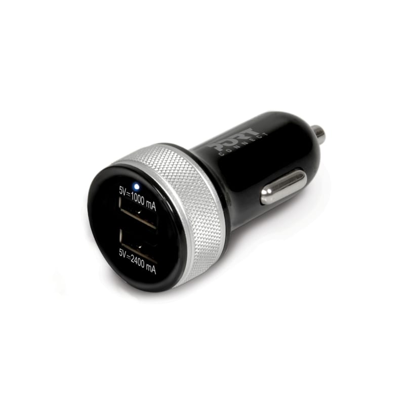 Port Connect Dual Port 3.4A Car Charger Black – TechReach