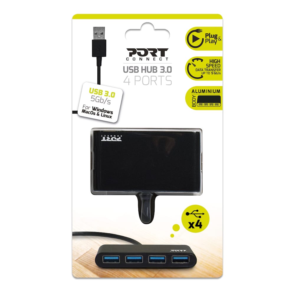 Port USB3.0 to 4 x USB3.0 5Gbps 4 Port Hub - Black-4