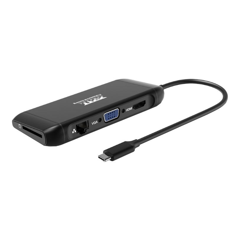 Port USB Type-C 4 x USB3.1|1 x Aux|Micro+SD Card Reader|1 x RJ45|1 x HDMI|1 x VGA|1 x Type-C PD Dock 100W - Black-3