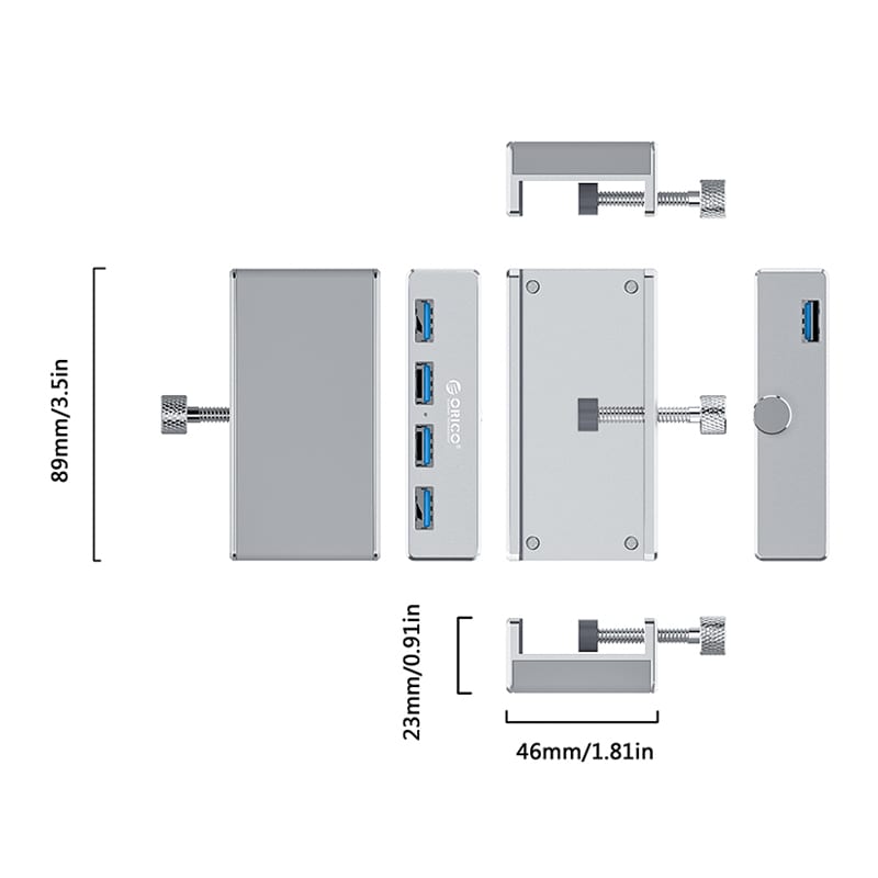 ORICO 4 Port USB3.0 Clip-on USB Hub-2