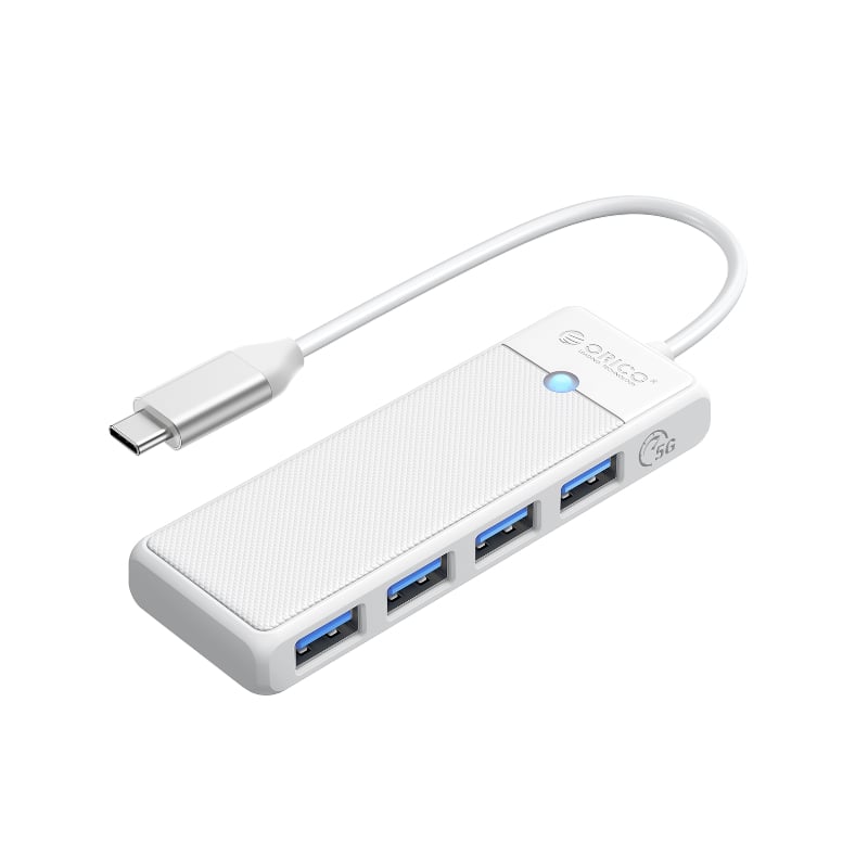 ORICO PW Series 4-Port USB3.0 Hub | Type-C | USB-A3.0 x 4 (5GBPS Sharing) | 15cm | White-0