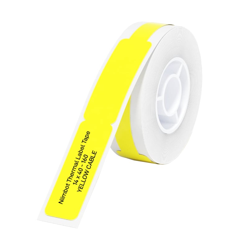 NIIMBOT D11/D110/D101/H1S Thermal Label 12.5x74mm - 65 Labels Per Roll - Yellow for Cable-0