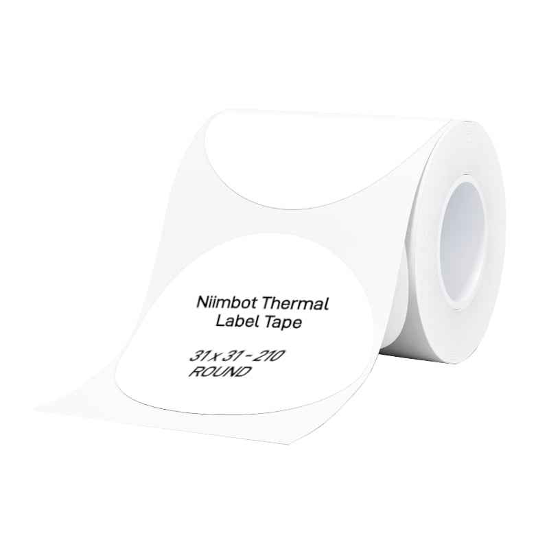 NIIMBOT B1/B21/B3S Thermal Label 31x31mm - 210 Labels Per Roll - White Round-0