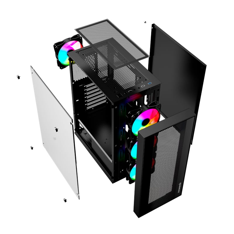 Raidmax V1000TBS ATX | Micro-ATX | Mini-ITX ARGB Mid-Tower Gaming Chassis - Black-9